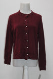 Karen Scott Luxsoft Pearl Button Cardigan Merlot S