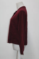 Karen Scott Luxsoft Pearl Button Cardigan Merlot S