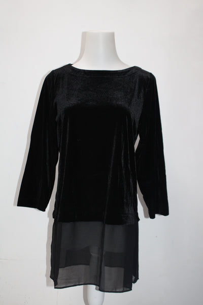 Alfani Petite Layered-Look Velvet Top Deep Black PS