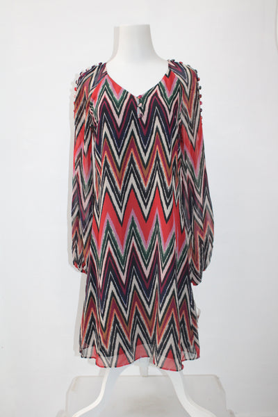 Taylor Chevron-Stripe Button-Shoulder Red 2