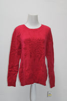 Karen Scott Embroidered Snowflake Pullover Red M