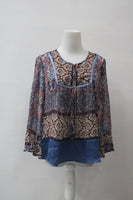 Style Co Petite Split-Neck Peasant Top, Paisley PXS