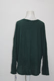 Style & Co. Women's  Vneck Long Sleeve Tie Thermal Top Green XL