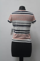 Sage Short Sleeve Women's Top Salmon Navy Stripe Large