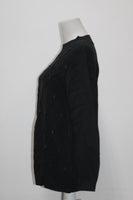 Karen Scott Beaded Faux Mockneck Sweater Black S