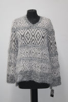 Style Co Petite Fair Isle Eyelash Sweater Grey Combo PXL