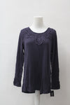 Style & Company Purple Eyelet Hi-Lo Sweater Petite M