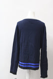 Karen Scott Resort Stripe Hem Cardigan Navy L