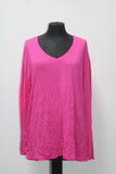 Maison Jules Dropped Shoulder V-Neck Jersey Top (Fuchsia, LARGE)