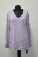 JM Collection Womens Embellished V-Neck Sweatshirt Lilac L