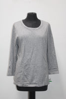 Karen Scott 3/4 Sleeve Grommet Solid Pullover Gray LARGE