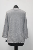 Karen Scott 3/4 Sleeve Grommet Solid Pullover Gray LARGE