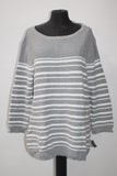 Karen Scott 3/4 Sleeve Side Lace Stripe Top Gray XL