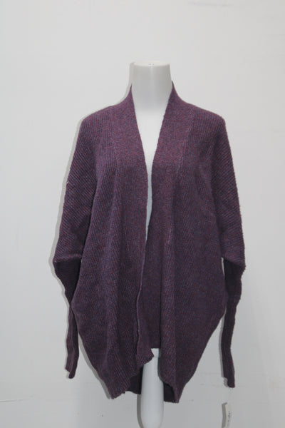 Style & Co. Women's Ribbed Sleeve Open Front Cardigan  Purple S