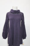 Style & Co. Petite Cowl-Neck Lace Sweater Dark Grape PS