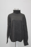 JM Collection Petite Button-Cuff Turtleneck Charcoal Heather PXL