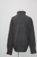 JM Collection Petite Button-Cuff Turtleneck Charcoal Heather PXL