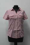 Karen Scott Petite Cotton Dobby Striped Shirt New Red Amore PM