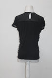 INC International Concepts Petite Printed Cold-Shoulder T Deep Black PS