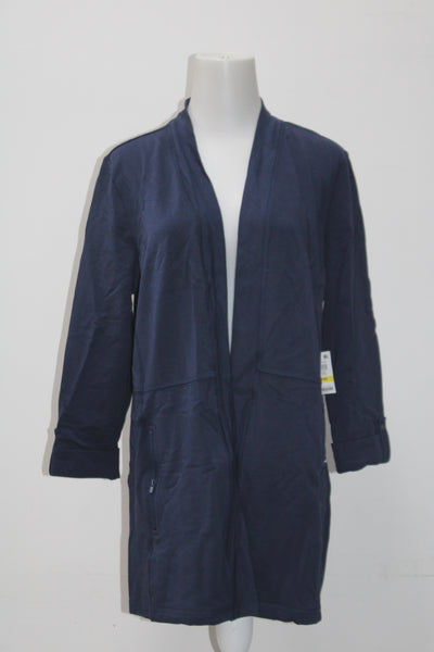 Karen Scott blue zip pocket open cardigan Medium