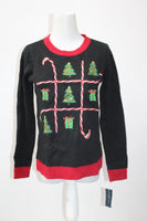 Karen Scott Holiday Tic-Tac-Toe Sweater, Black,