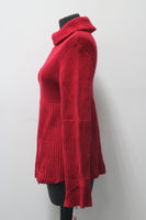 Style & Co. Womens Petites Turtleneck Ribbed Knit Pullover Sweater Red PS