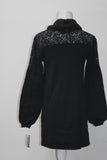 Style & Co. Women's Petite Cowl-Neck Lace Sweater Deep Black PS