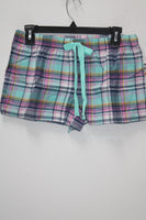 Jenni Cotton Flannel Pajama Shorts Navy Plaid S