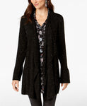 Style & Co. Women's Bell-Sleeve Draped Cardigan Deep Black XL