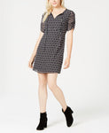 MAISON JULES Womens Short Sleeve Purple Polka Dot Dress BLACK 0