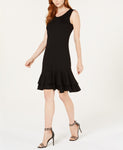 NY COLLECTION Sleeveless Double Ruffle Dress Black PL