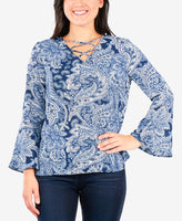 Ny Collection Allov Double Sleeve Cross Top Navy PM