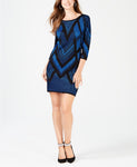 NY COLLECTION Geo Lurex Sweater Dress  Blue PXL