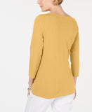 Karen Scott Petite Cotton Scoop-Neck Top Warm Gold PS