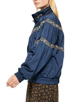 Free People On My Mind Contrast Bomber Jacket Navy M