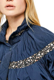 Free People On My Mind Contrast Bomber Jacket Navy M