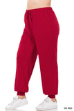 Zenana Women Plus Soft French Terry Jogger Pants with Pockets, Sizes 1X - 3X