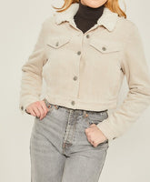 Women's Cropped Corduroy Sherpa Lined Jacket