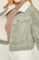 Women's Cropped Corduroy Sherpa Lined Jacket