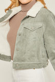 Women's Cropped Corduroy Sherpa Lined Jacket