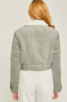 Women's Cropped Corduroy Sherpa Lined Jacket