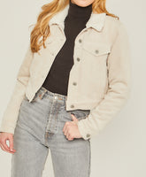 Women's Cropped Corduroy Sherpa Lined Jacket