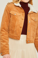 Women's Cropped Corduroy Sherpa Lined Jacket