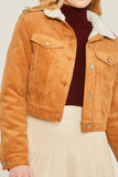 Women's Cropped Corduroy Sherpa Lined Jacket