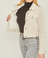 Women's Cropped Corduroy Sherpa Lined Jacket