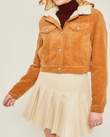 Women's Cropped Corduroy Sherpa Lined Jacket