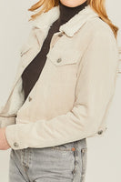 Women's Cropped Corduroy Sherpa Lined Jacket