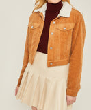 Women's Cropped Corduroy Sherpa Lined Jacket