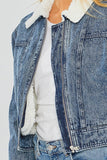 Women's Cropped Sherpa Lined Denim Jacket