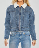 Women's Cropped Sherpa Lined Denim Jacket